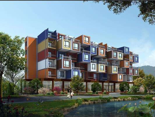 住人集裝箱框架材料規(guī)格 建筑效果圖設計 第3張