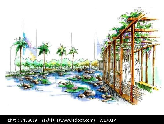 景觀廊架手繪效果圖（景觀廊架手繪作品集欣賞景觀廊架手繪效果圖素材） 鋼結(jié)構(gòu)有限元分析設(shè)計(jì) 第2張