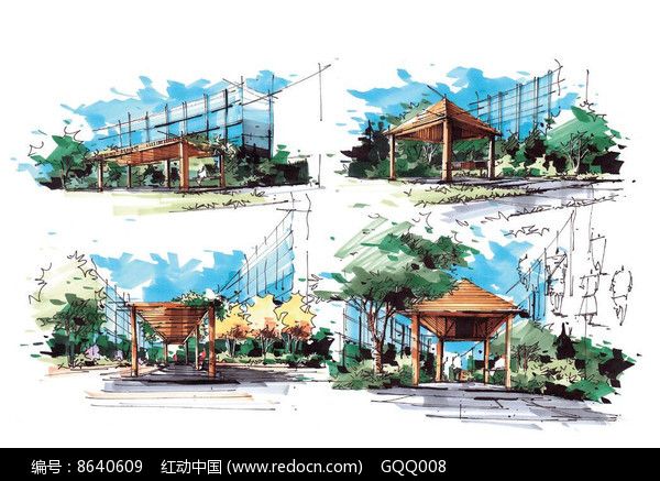 景觀廊架手繪效果圖（景觀廊架手繪作品集欣賞景觀廊架手繪效果圖素材） 鋼結(jié)構(gòu)有限元分析設(shè)計(jì) 第4張