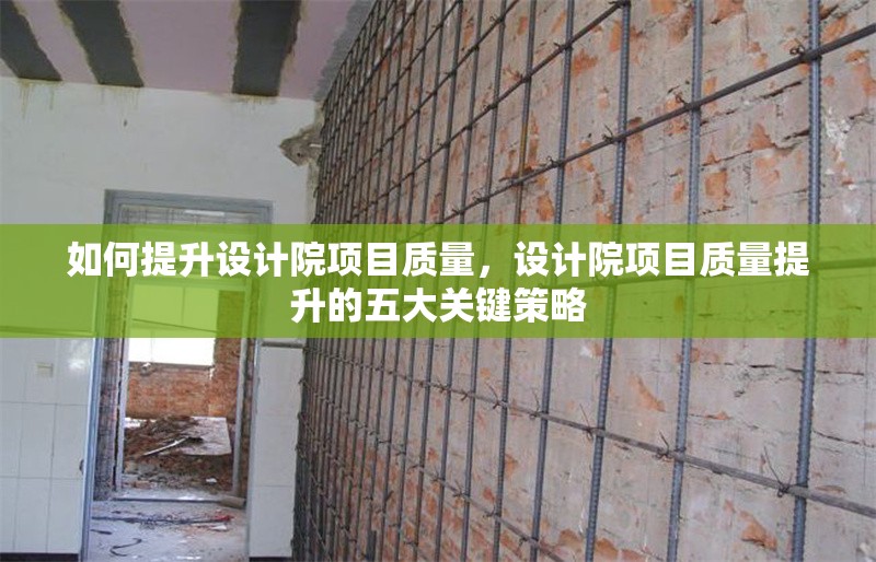 如何提升設(shè)計院項目質(zhì)量，設(shè)計院項目質(zhì)量提升的五大關(guān)鍵策略