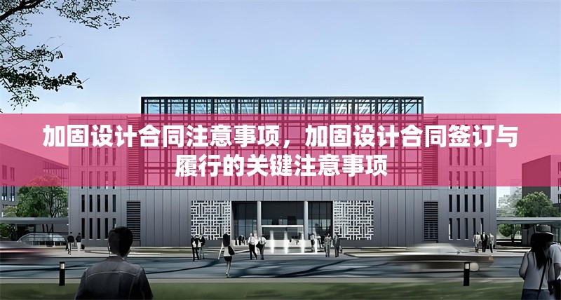 加固設(shè)計(jì)合同注意事項(xiàng)，加固設(shè)計(jì)合同簽訂與履行的關(guān)鍵注意事項(xiàng) 行業(yè)新聞 第1張